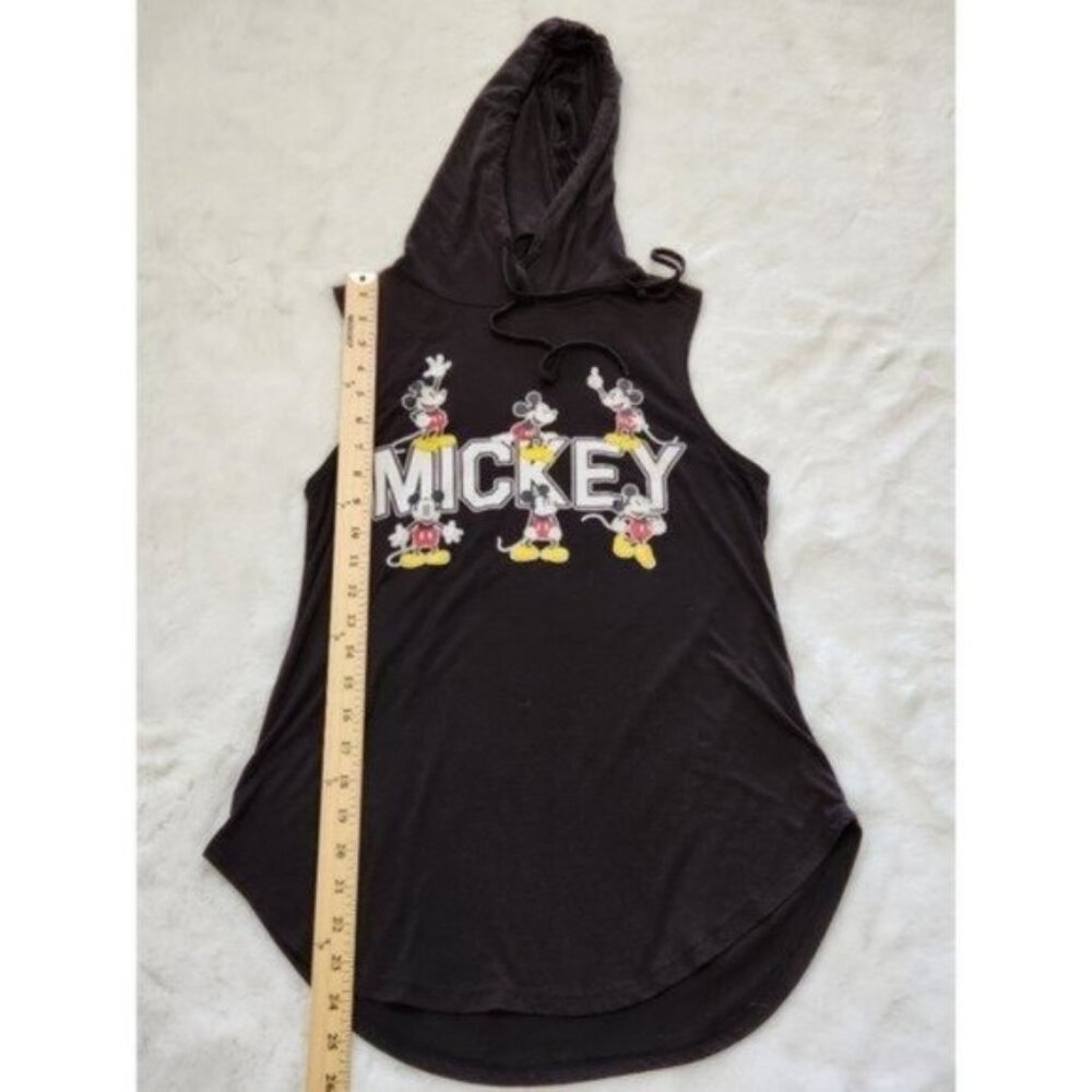 Disney Black Mickey Mouse Sleeveless Pullover Hooded T shirt Size Junior 7/9 - Picture 12 of 14